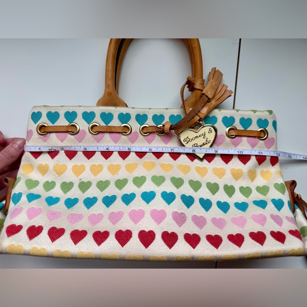 VINTAGE Dooney & Bourke Hearts Canvas Satchel EARLY 2000s Y2K authentic - Picture 8 of 12